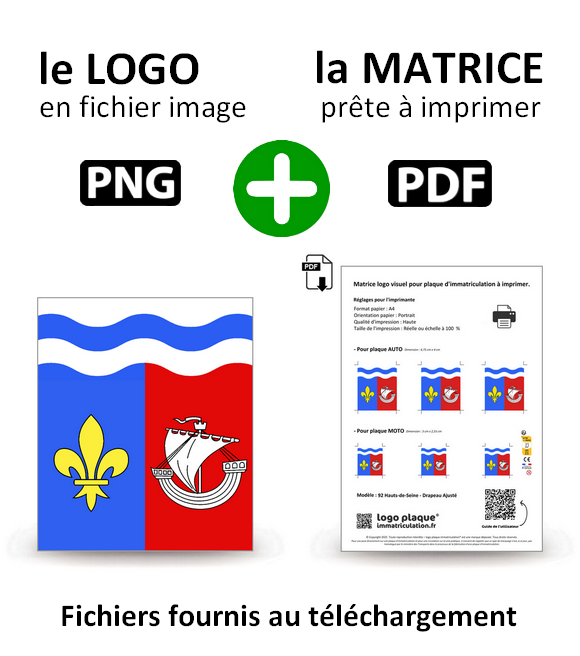 92 Hauts-de-Seine - Drapeau Ajusté