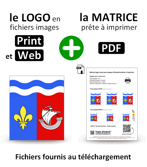 92 Hauts-de-Seine - Drapeau Ajusté