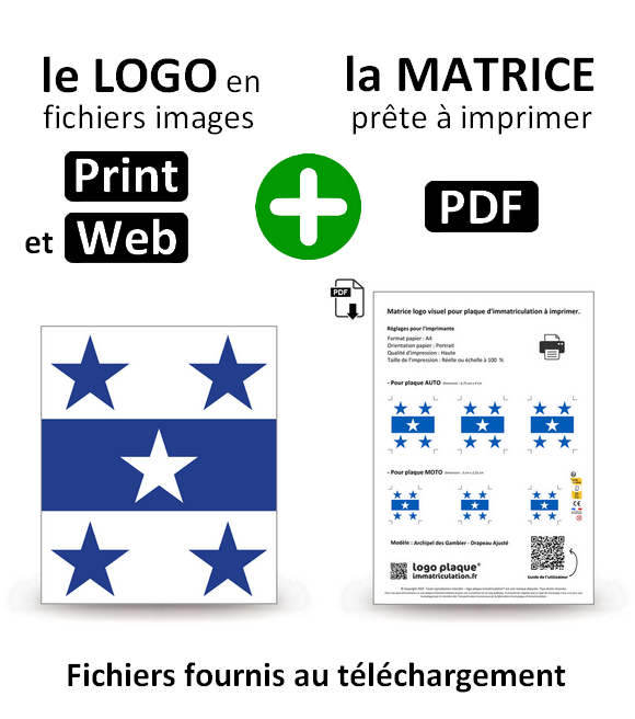 Archipel des Gambier - Drapeau Ajusté
