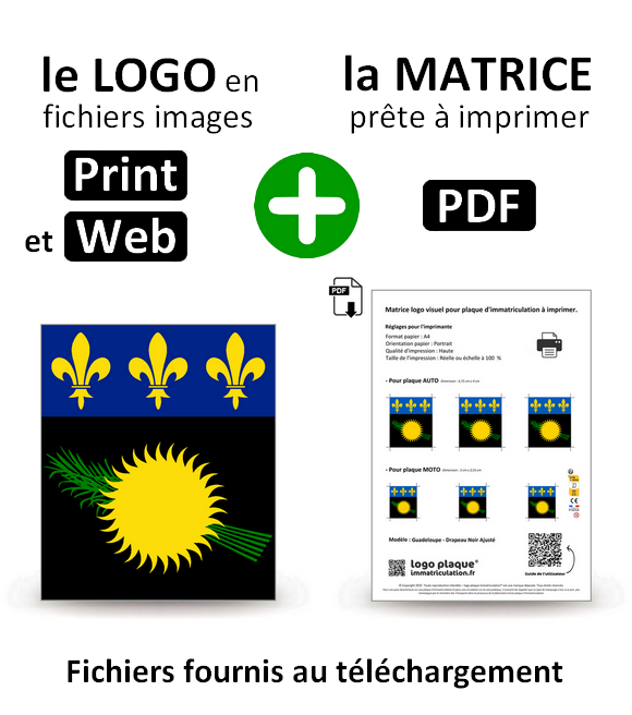 Guadeloupe - Drapeau Noir Ajusté