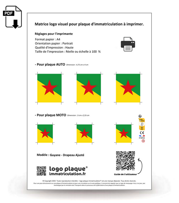 Guyane - Drapeau Ajusté