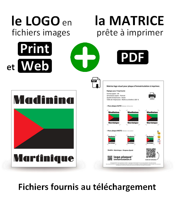Martinique - Drapeau Ajusté - Autocollant plaque immatriculation® DIY