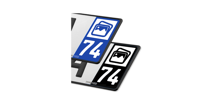 Collection département 74 Hautes-Savoie - Autocollant plaque immatriculation®