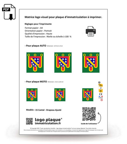 15 Cantal - Drapeau Ajusté