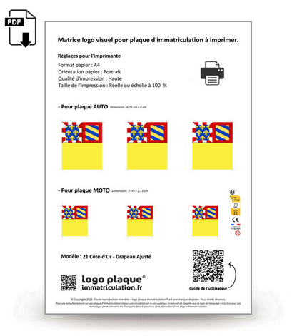 21 Côte-d'Or - Drapeau Ajusté