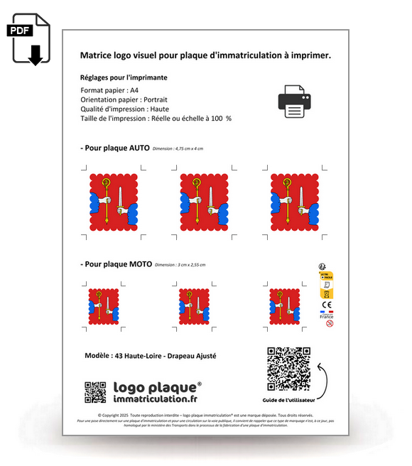 43 Haute-Loire - Drapeau Ajusté
