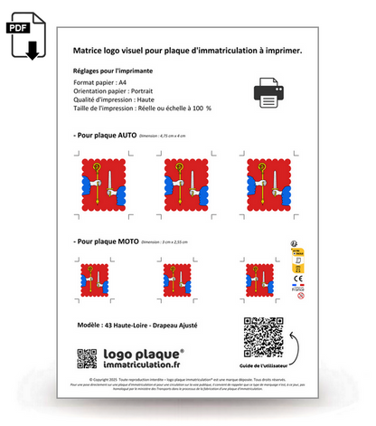 43 Haute-Loire - Drapeau Ajusté