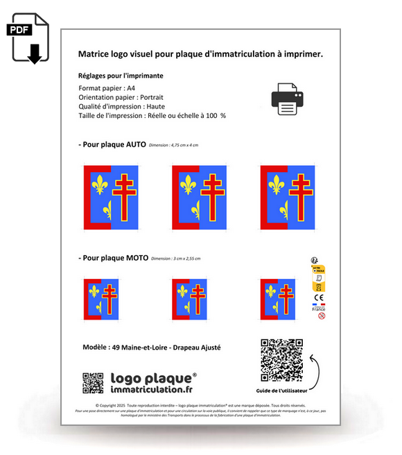 49 Maine-et-Loire - Drapeau Ajusté