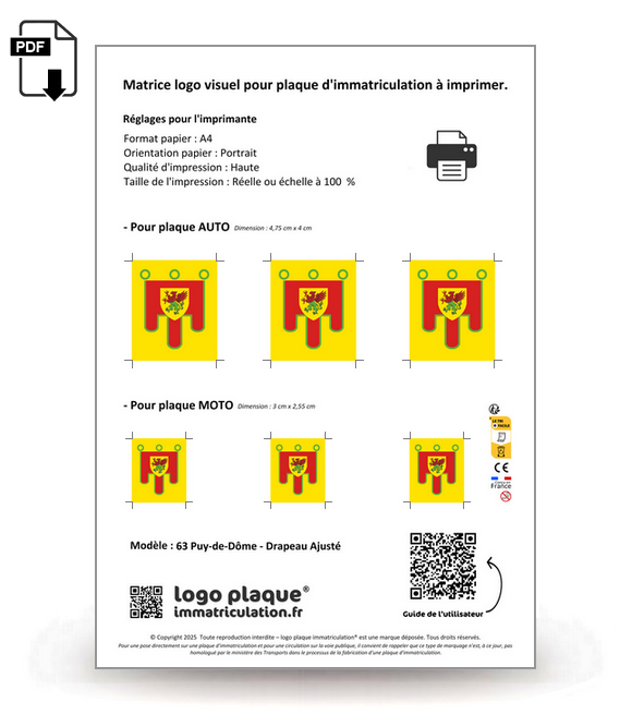 63 Puy-de-Dôme - Drapeau Ajusté