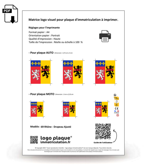 69 Rhône - Drapeau Ajusté