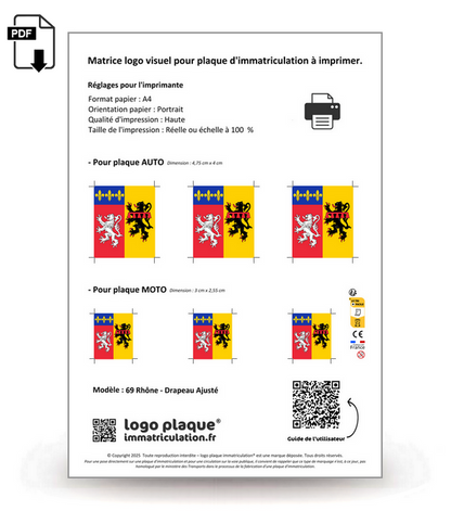 69 Rhône - Drapeau Ajusté