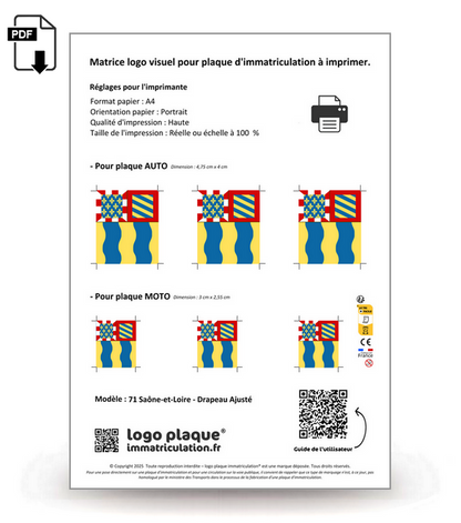 71 Saône-et-Loire - Drapeau Ajusté