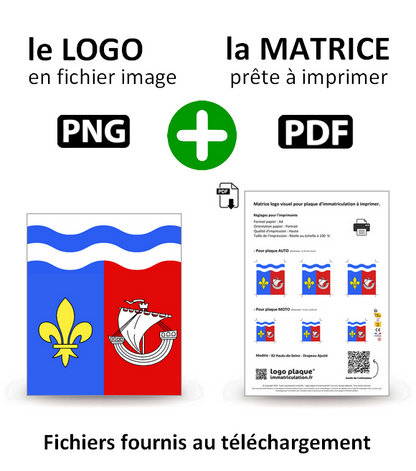 92 Hauts-de-Seine - Drapeau Ajusté