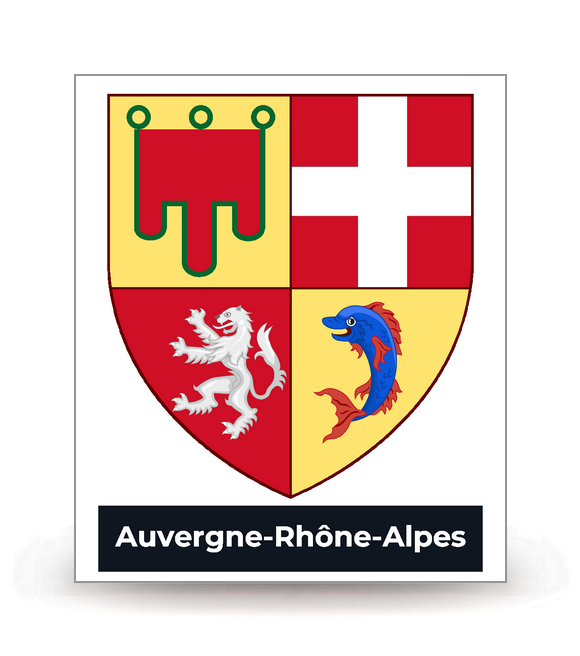 Auvergne-Rhône-Alpes - Blason Moderne - Autocollant plaque immatriculation®