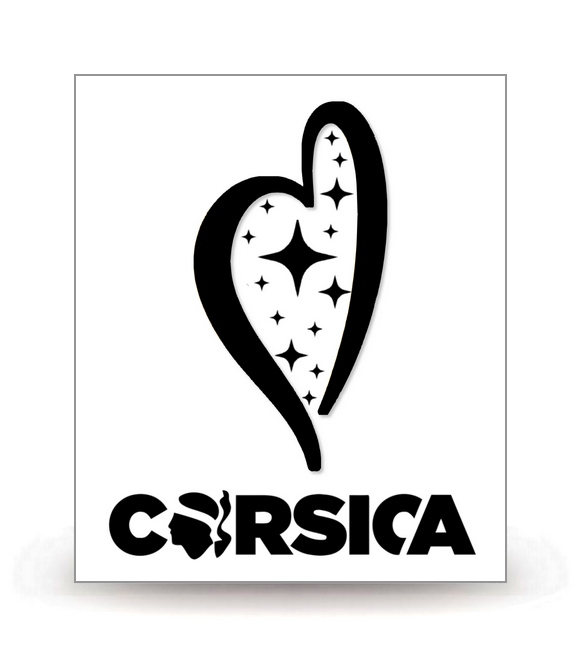 Corsica - Ile de Beauté 2025 BK - Logo Plaque Immatriculation® - Autocollant DIY