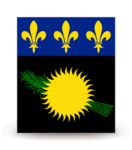 Guadeloupe - Drapeau Noir Ajusté - Autocollant plaque immatriculation®