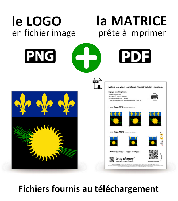 Guadeloupe - Drapeau Noir Ajusté