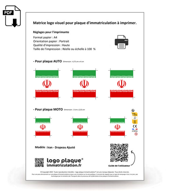 Iran - Drapeau Ajusté
