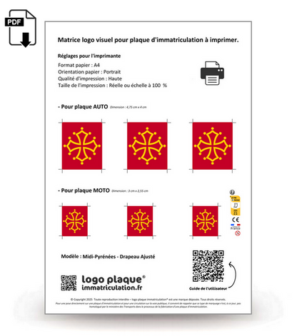 Midi-Pyrénées - Drapeau Ajusté