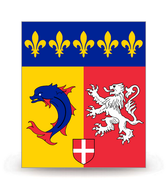 Rhône-Alpes - Drapeau Ajusté - Autocollant plaque immatriculation®