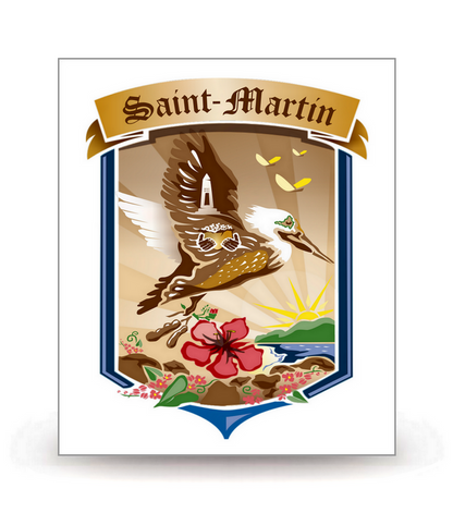 Saint-Martin - Blason 2023 - Logo Plaque Immatriculation® - Autocollant DIY