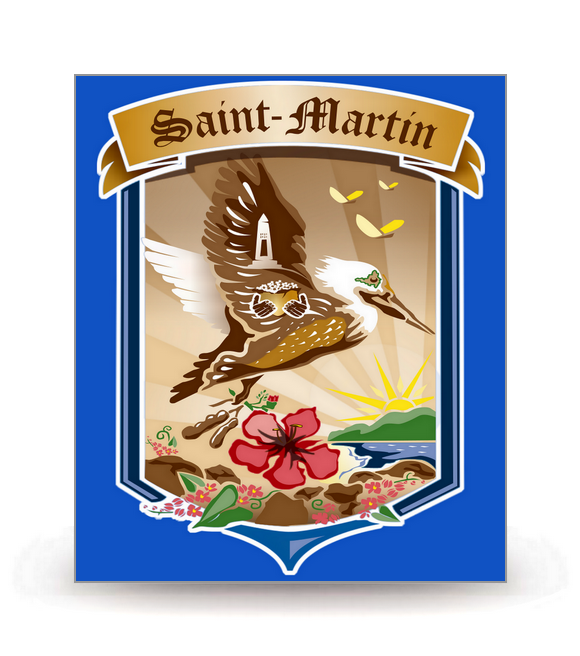 Saint-Martin - Blason 2023 FB - Logo Plaque Immatriculation® - Autocollant DIY