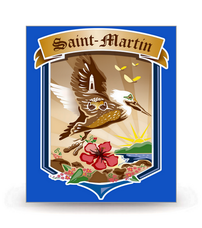Saint-Martin - Blason 2023 FB - Logo Plaque Immatriculation® - Autocollant DIY