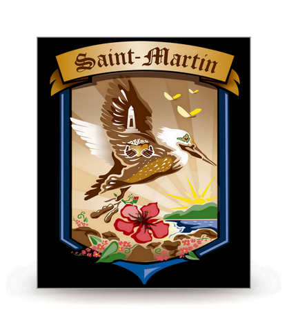Saint-Martin - Blason 2023 FN - Logo Plaque Immatriculation® - Autocollant DIY